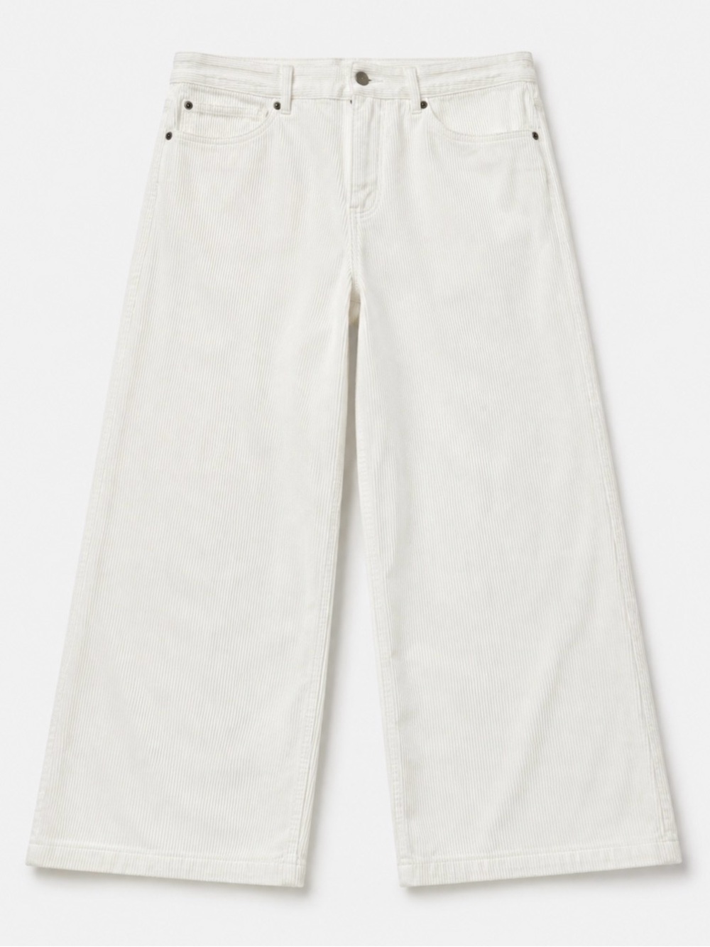 Frances Valentine Ivory Corduroy Wide Leg Crop Pants Size 6 High Rise Cotton
